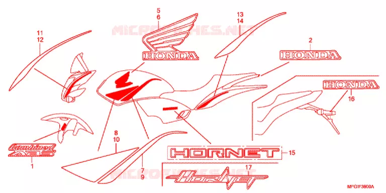 AUTOCOLLANTS Honda MOTO 600 HORNET 2010  CB600FA3A