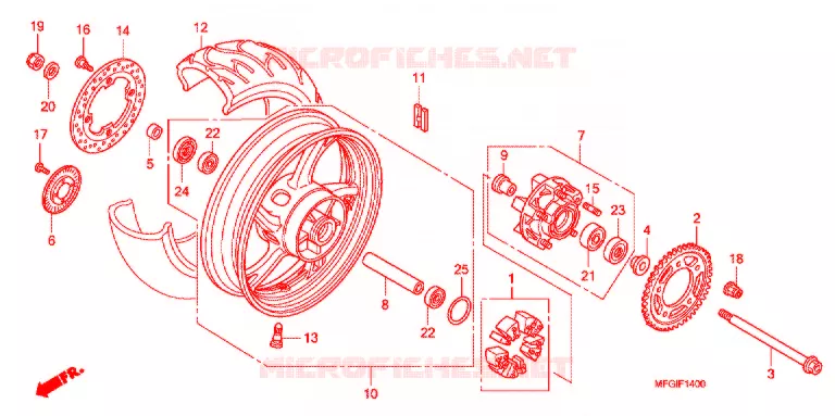 ROUE ARRIERE Honda MOTO 600 HORNET 2010  CB600FA3A