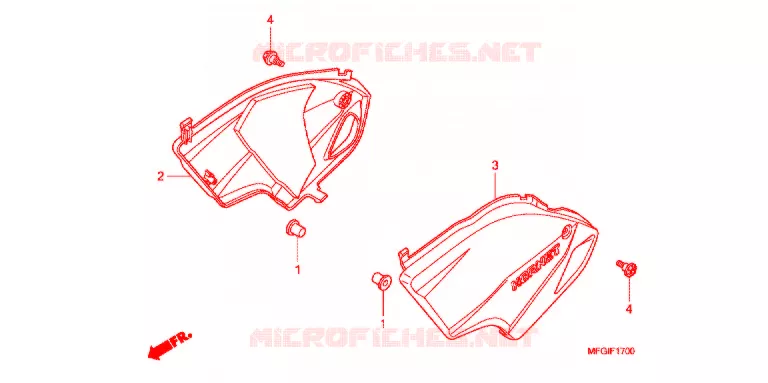 COUVERCLES LATERAUX Honda MOTO 600 HORNET 2010  CB600FA3A