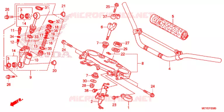 GUIDON - TE DE FOURCHE Honda MOTO 450 CRF 2014  CRF450XE