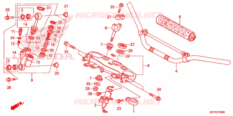 GUIDON - TE DE FOURCHE Honda MOTO 450 CRF 2014  CRF450XE
