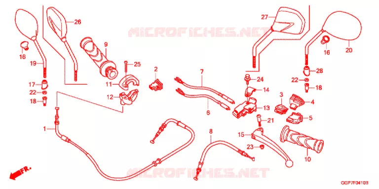 LEVIER DE GUIDON - CABLE - COMMODO Honda SCOOTER 50 VISION 2013  NSC502WHD