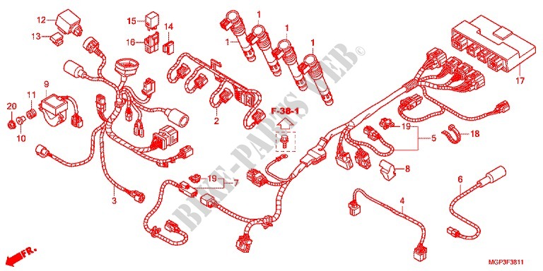 FAISCEAU SECONDAIRE (CBR1000RA/SA) pour Honda CBR 1000 RR ABS TRICOLORE de 2014