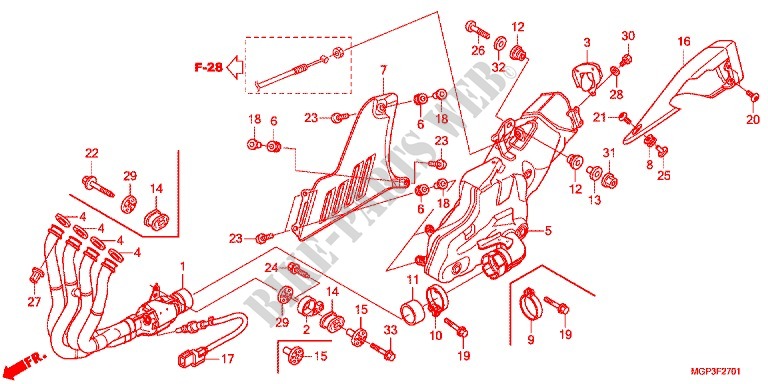 SILENCIEUX D'ECHAPPEMENT (CBR1000RRE/RAE/CBR1000S/SA) pour Honda CBR 1000 RR ABS TRICOLORE de 2014