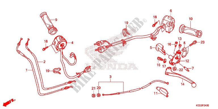 LEVIER DE GUIDON   CABLE   COMMODO pour Honda CBR 250 R ABS WHITE de 2015