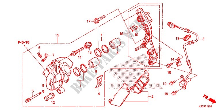 ETRIER DE FREIN AVANT (CBR250RA/350RA) pour Honda CBR 300 ABS HRC TRICOLOR de 2015