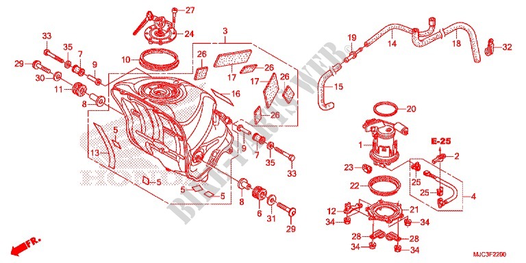 RESERVOIR A CARBURANT   POMPE A ESSENCE pour Honda CBR 600 RR ABS TRICOLORE de 2014