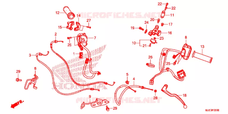 LEVIER DE GUIDON - CABLE - COMMODO Honda MOTO 650 CBR 2014  CBR650FAE