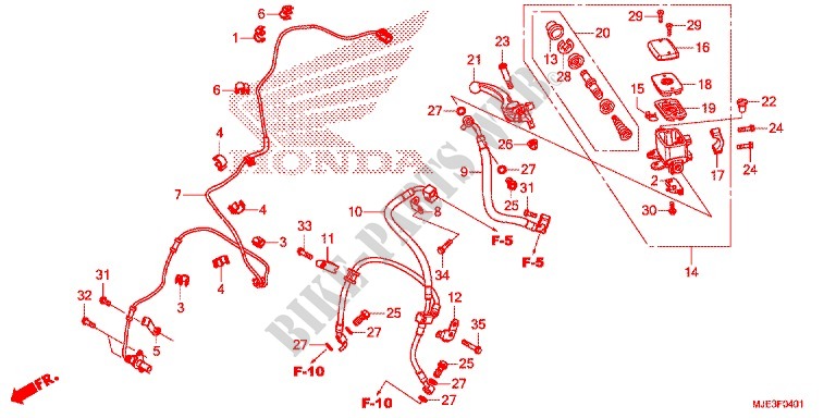 MAITRE CYLINDRE DE FREIN AVANT (CBR650FA) pour Honda CBR 650 F ABS 35KW de 2014