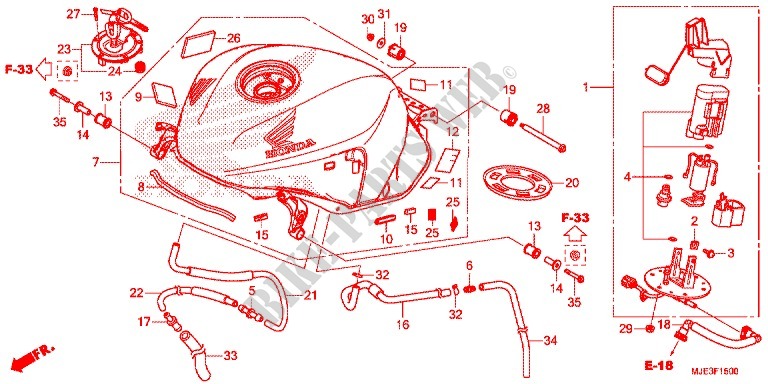 RESERVOIR A CARBURANT pour Honda CBR 650 F ABS HRC TRICOLOR 35KW de 2014