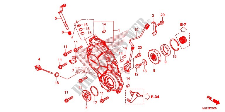 CARTER MOTEUR DROIT pour Honda CBR 650 F TRICOLOR de 2014