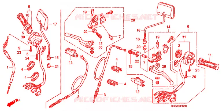LEVIER DE GUIDON - CABLE - COMMODO Honda MOTO 125 CG 2003  CGL1252WH3