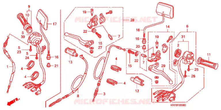 LEVIER DE GUIDON - CABLE - COMMODO Honda MOTO 125 CG 2005  CGL1253
