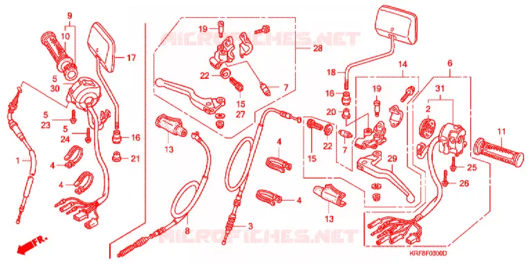 LEVIER DE GUIDON - CABLE - COMMODO Honda MOTO 125 CG 2004  CGL1254