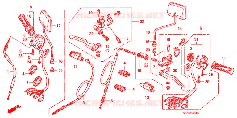 LEVIER DE GUIDON - CABLE - COMMODO Honda MOTO 125 CG 2006  CGL1256