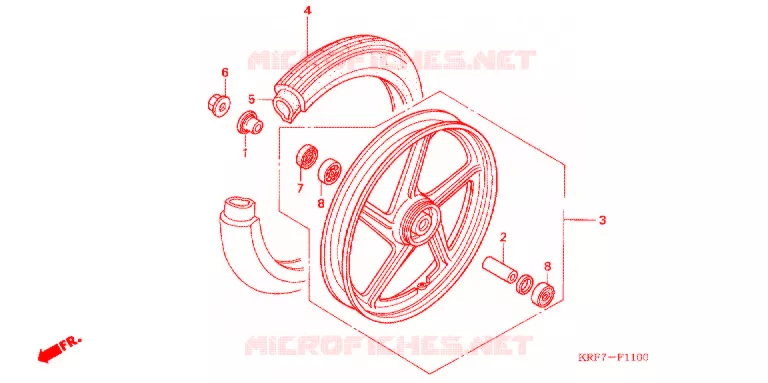 ROUE AVANT (MOULURE/FREIN A TAMBOUR) Honda MOTO 125 CG 2009  CGL1256