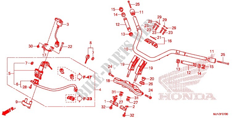 GUIDON   TE DE FOURCHE pour Honda CTX 1300 ABS de 2014