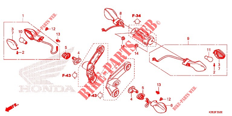 CLIGNOTANT (E,ED,F,KO) pour Honda MSX 125 de 2014