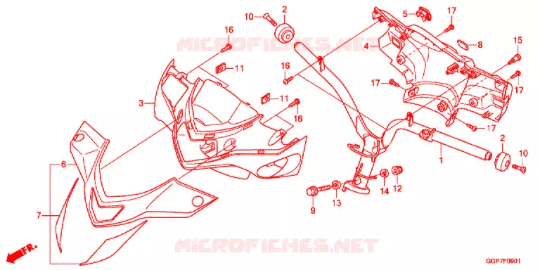 GUIDON - CARENAGE (NSC502WH/T2) Honda SCOOTER 50 VISION 2014  NSC50T2E