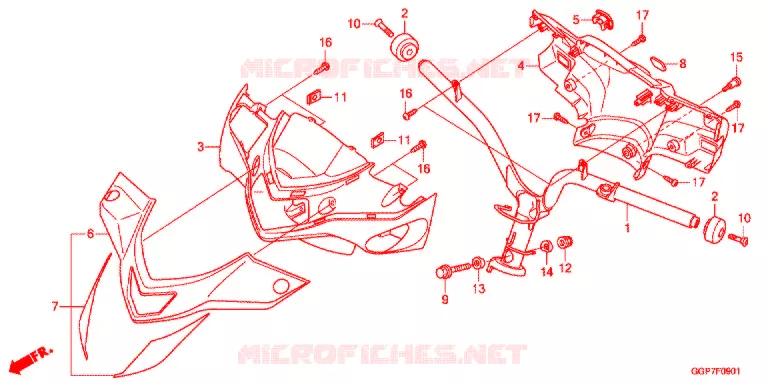 GUIDON - CARENAGE (NSC502WH/T2) Honda SCOOTER 50 VISION 2015  NSC50T2E