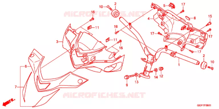 GUIDON - CARENAGE (NSC502WH/T2) Honda SCOOTER 50 VISION 2015  NSC50T2E