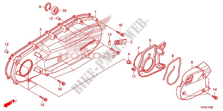COUVERCLE GAUCHE pour Honda SH 125 ABS D SPECIAL 2E de 2014