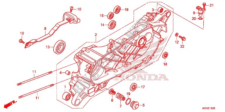 CARTER DE VILEBREQUIN GAUCHE pour Honda SH 125 ABS D TOP CASE de 2015