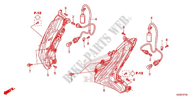 CLIGNOTANT AVANT pour Honda SH 125 ABS D SPORTY SPECIAL 2E de 2014