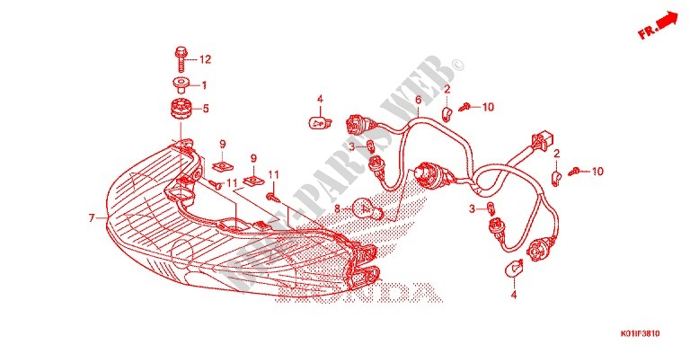 FEUX ARRIERE pour Honda SH 125 ABS D SPORTY SPECIAL 2E de 2014
