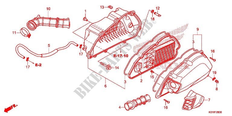 FILTRE A AIR pour Honda SH 125 ABS D SPORTY TOP CASE de 2014