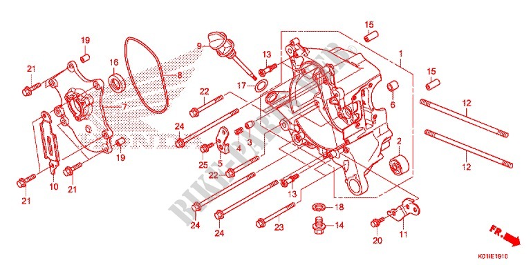 CARTER DE VILEBREQUIN DROIT pour Honda SH 125 ABS D SPORTY SPECIAL 5ED de 2014
