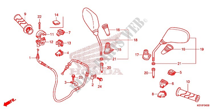 COMMODO   CABLE   RETROVISEUR pour Honda SH 125 ABS D SPORTY GRIS FONCE de 2015