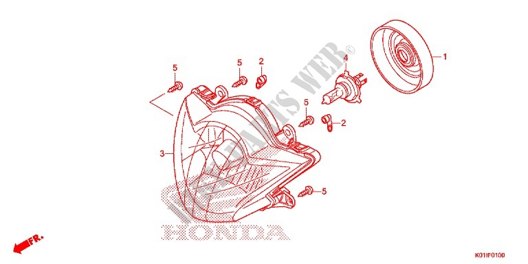 PHARE pour Honda SH 125 ABS SPORTY SPECIAL 2E de 2014
