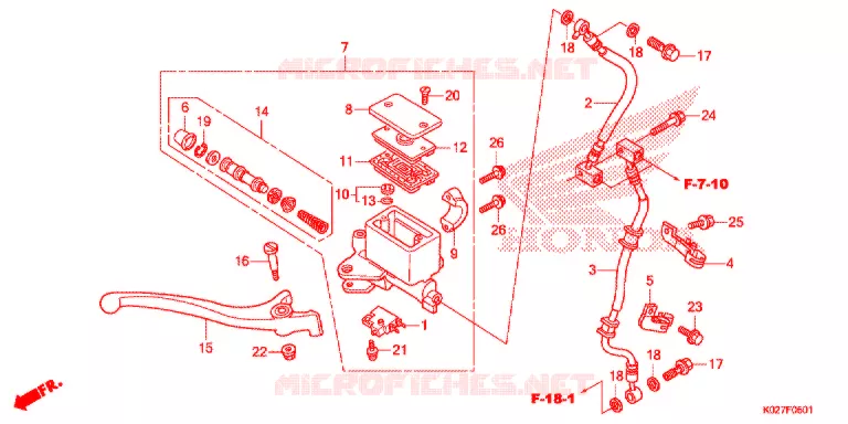MAITRE CYLINDRE DE FREIN AVANT (ABS) Honda SCOOTER 150 SH 2015  SH150ADE