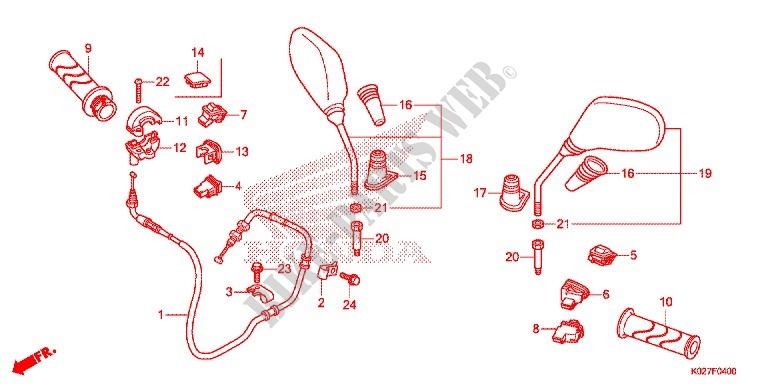 COMMODO   CABLE   RETROVISEUR pour Honda SH 150 ABS SPORTY SPECIAL 2E de 2014