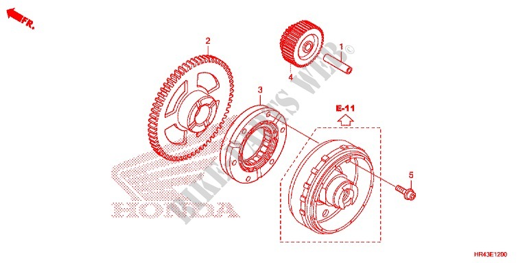 ROUE LIBRE DE DEMARREUR pour Honda FOURTRAX 500 FOREMAN 4X4 RED de 2014