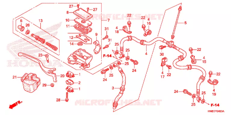 MAITRE CYLINDRE DE FREIN AVANT Honda ATV 680 FOURTRAX 2016  TRX680FAF