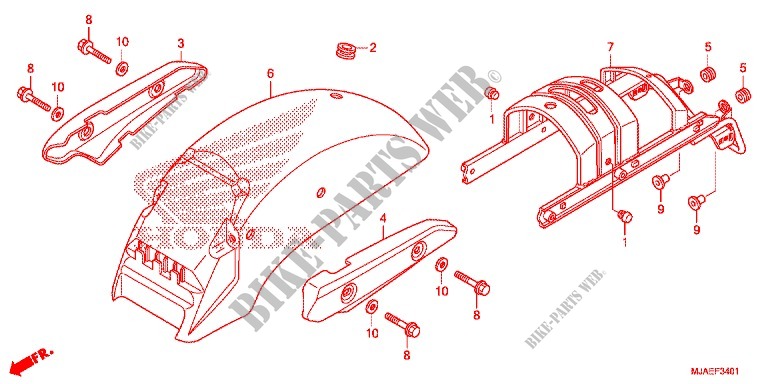 GARDE BOUE ARRIERE (VT750C2B/C2S) pour Honda SHADOW VT 750 SPIRIT S de 2014