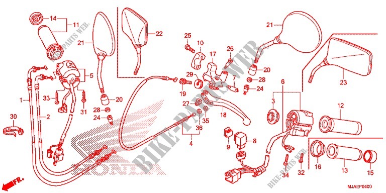 LEVIER DE GUIDON   CABLE   COMMODO pour Honda SHADOW VT 750 SPIRIT S de 2014
