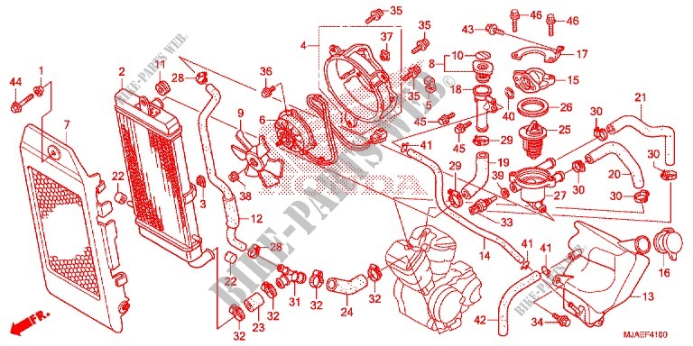 RADIATEUR (VT750CS/C2B/C2S/C) pour Honda SHADOW VT 750 SPIRIT S de 2014