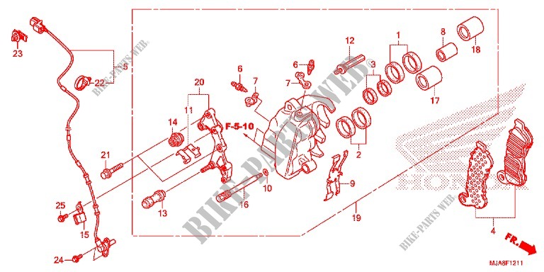 ETRIER DE FREIN AVANT (VT750CS/C2S) pour Honda SHADOW VT 750 SPIRIT ABS de 2014