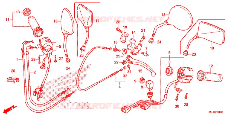 LEVIER DE GUIDON - CABLE - COMMODO Honda MOTO 750 SHADOW 2014  VT750C2SE
