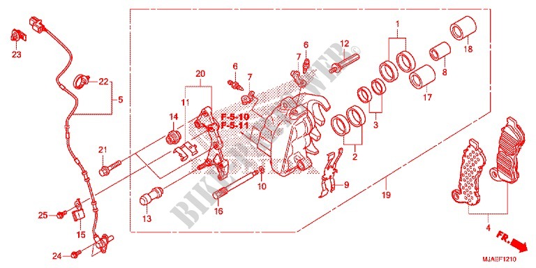 ETRIER DE FREIN AVANT (VT750CS/C2S) pour Honda SHADOW VT 750 CABS GRAY de 2014