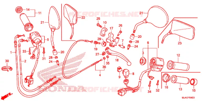 LEVIER DE GUIDON - CABLE - COMMODO Honda MOTO 750 SHADOW 2014  VT750SE