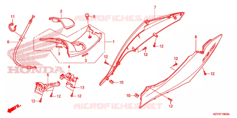 CARENAGE ARRIERE Honda SCOOTER 150 PCX 2012  WW150C