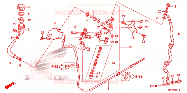 MAITRE-CYLINDRE DE FREIN Honda SCOOTER 150 PCX 2012  WW150C