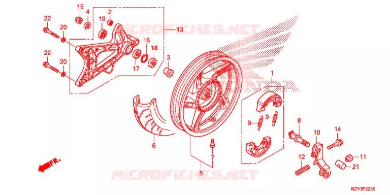 ROUE ARRIERE - BRAS OSCILLANT Honda SCOOTER 150 PCX 2012  WW150C