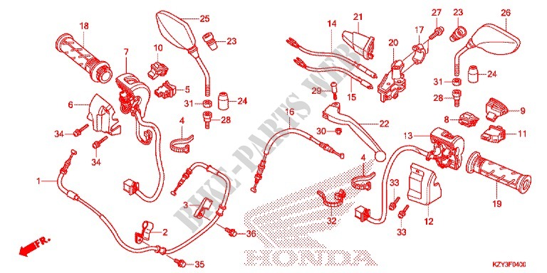 LEVIER DE GUIDON   CABLE   COMMODO pour Honda PCX 150 de 2012