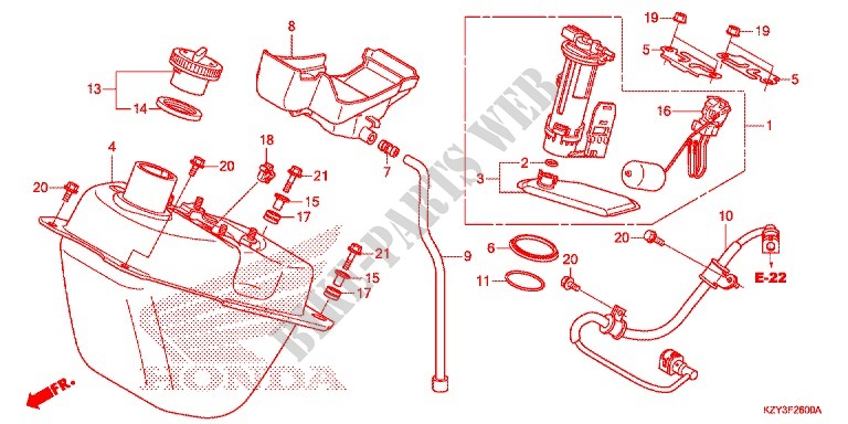 RESERVOIR A CARBURANT pour Honda PCX 150 de 2012