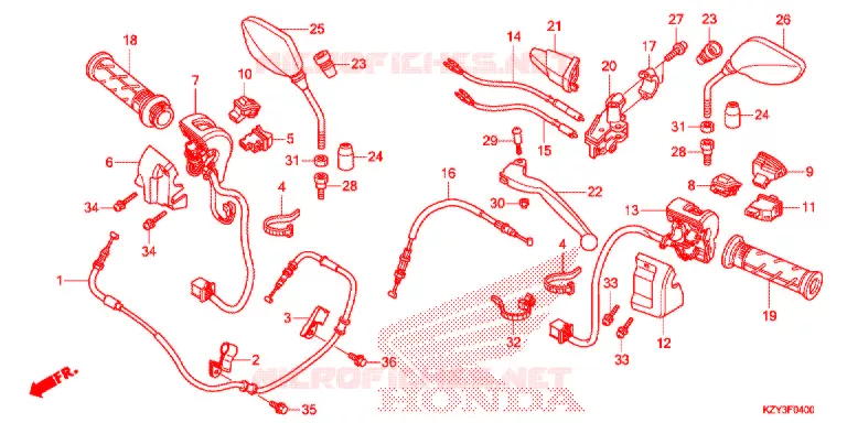 LEVIER DE GUIDON - CABLE - COMMODO Honda SCOOTER 150 PCX 2014  WW150C